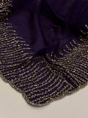Navy Blue Georgette Silk Saree