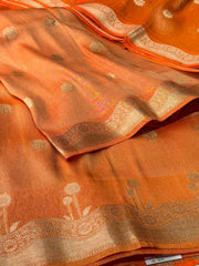 Golden Orange Banaras Cotton Silk Saree