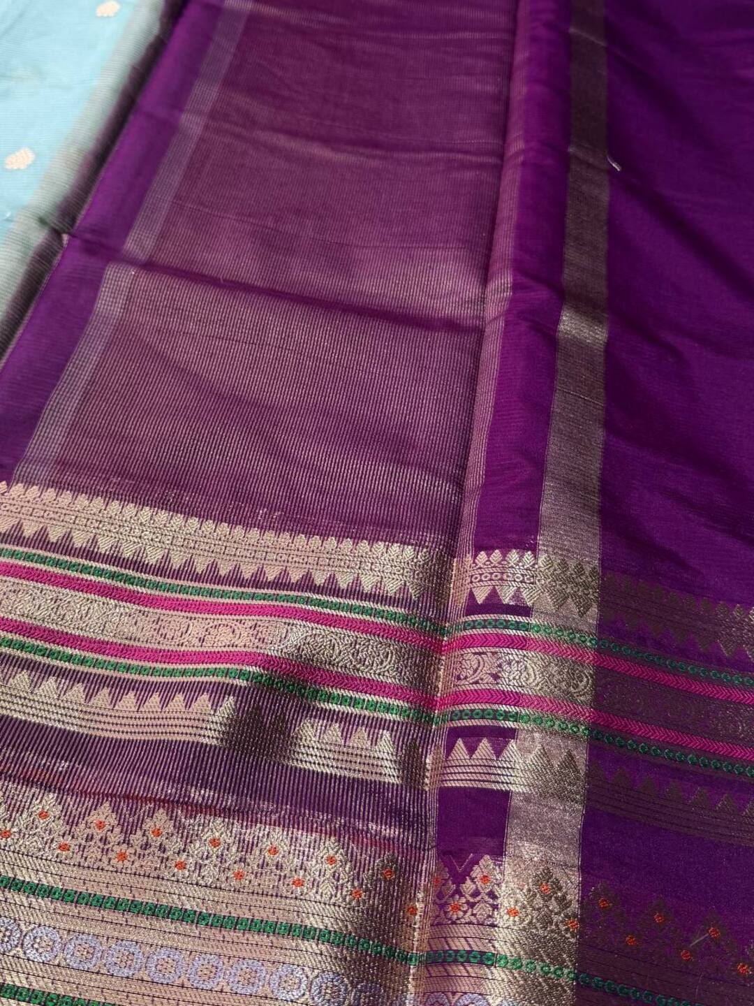 Pastel Blue Banaras Cotton Silk Saree
