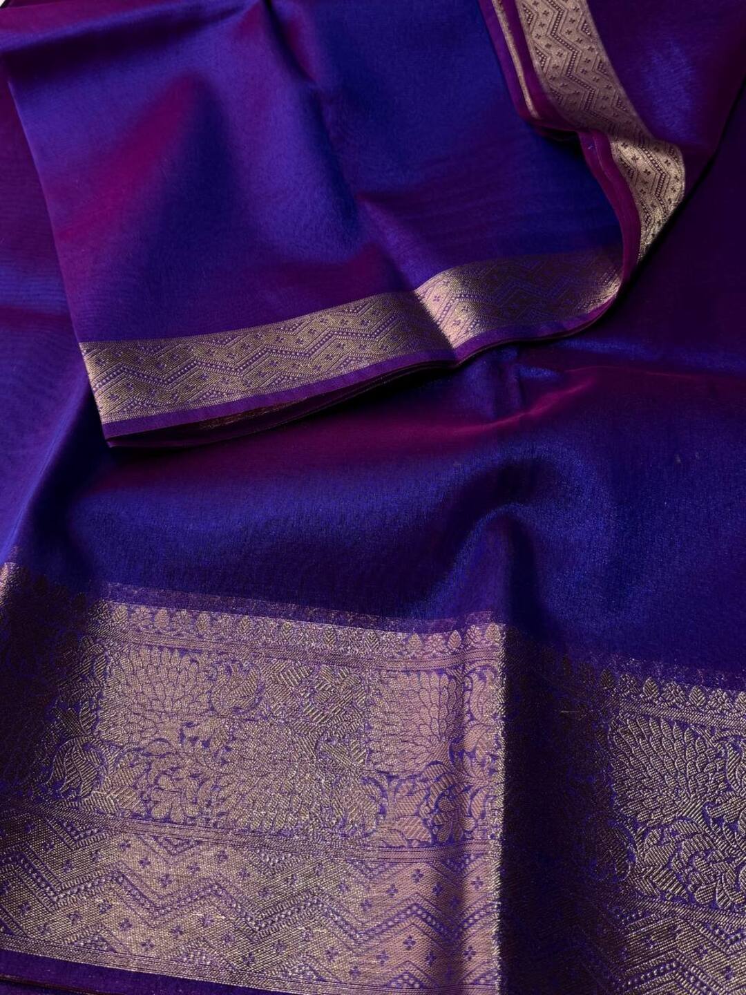 Dual Tone Purple Tissue Cotton Silk Saree