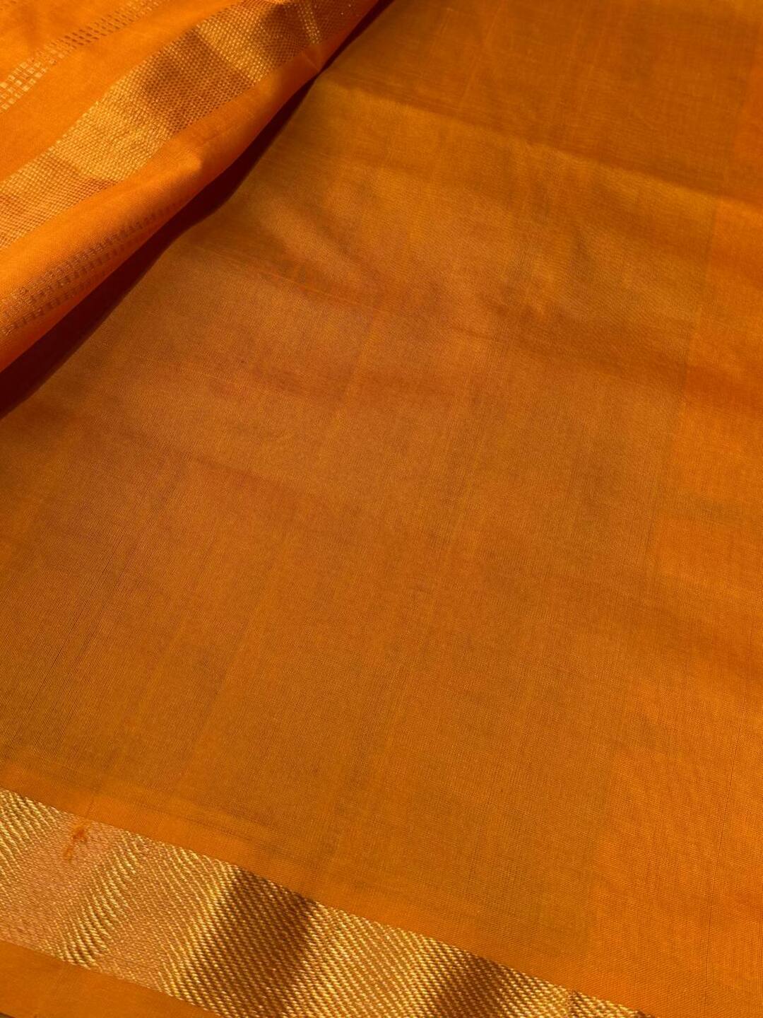 Emerald Green Cotton Saree With Contrast Blouse