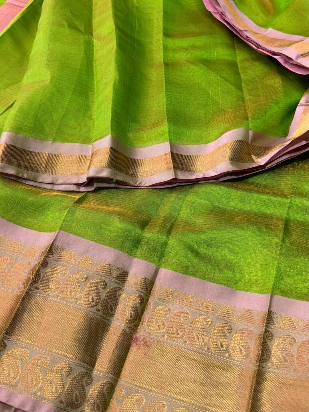 Golden Parrot Green Mangalagiri Silk Cotton