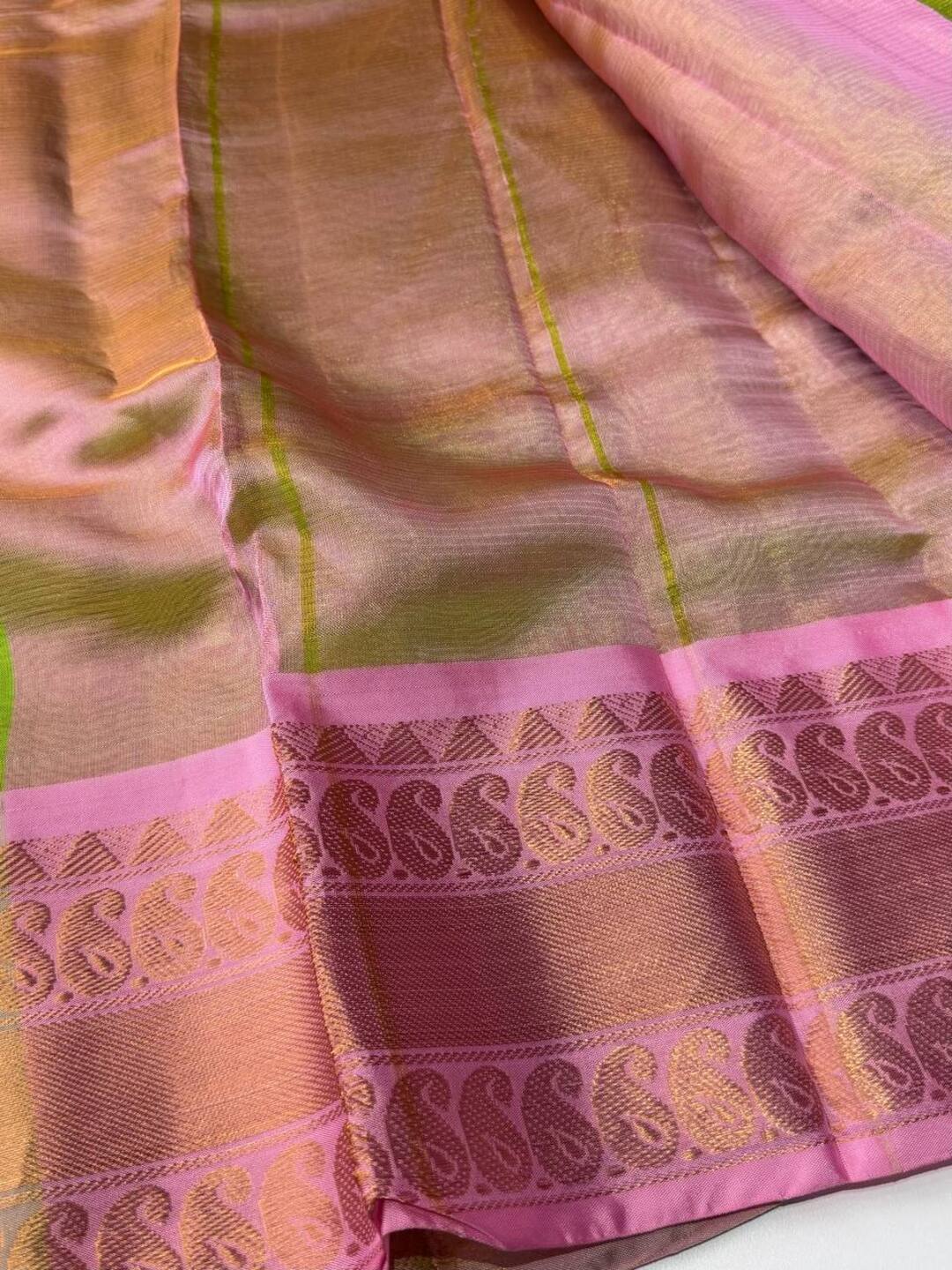 Golden Parrot Green Mangalagiri Silk Cotton