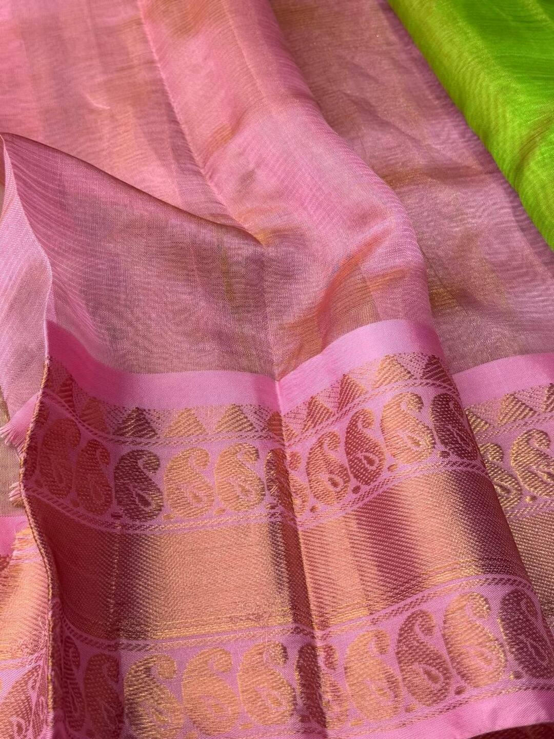 Golden Parrot Green Mangalagiri Silk Cotton