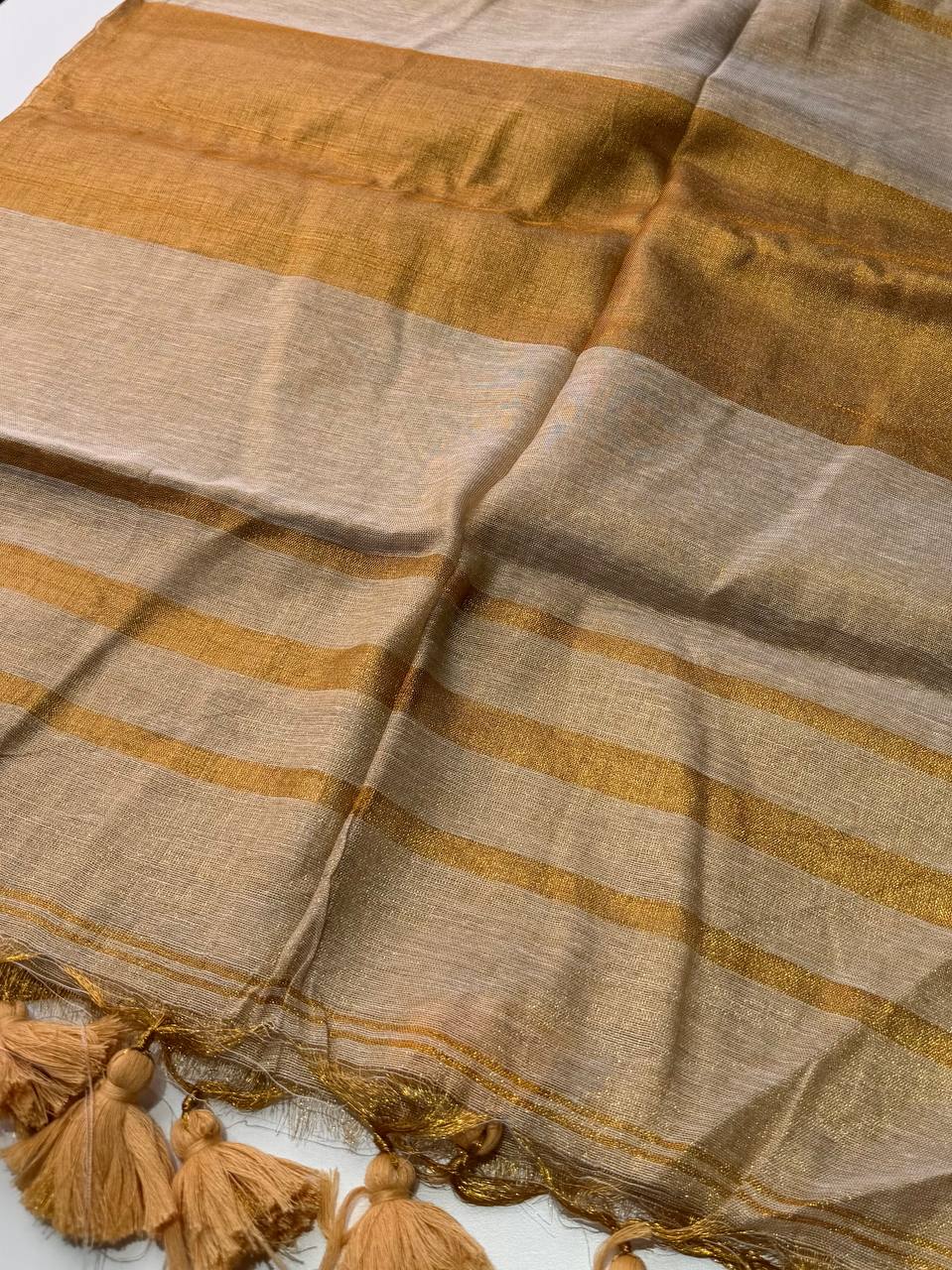 Champagne Plain Kadhi Cotton Saree