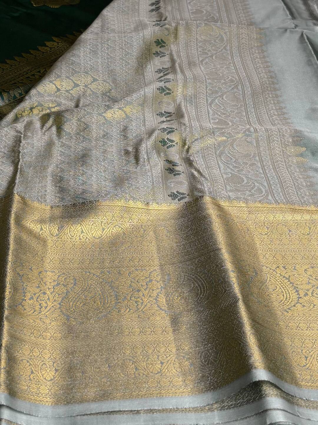 Emerald Green Semi Kanchi Silk Saree