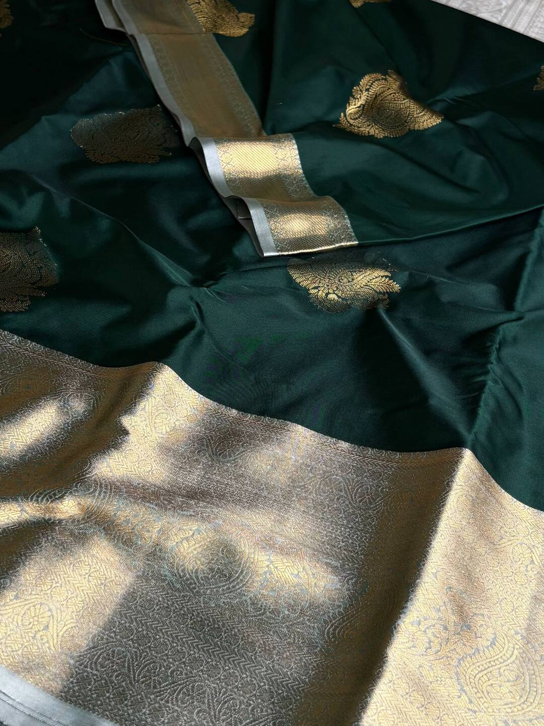 Emerald Green Semi Kanchi Silk Saree