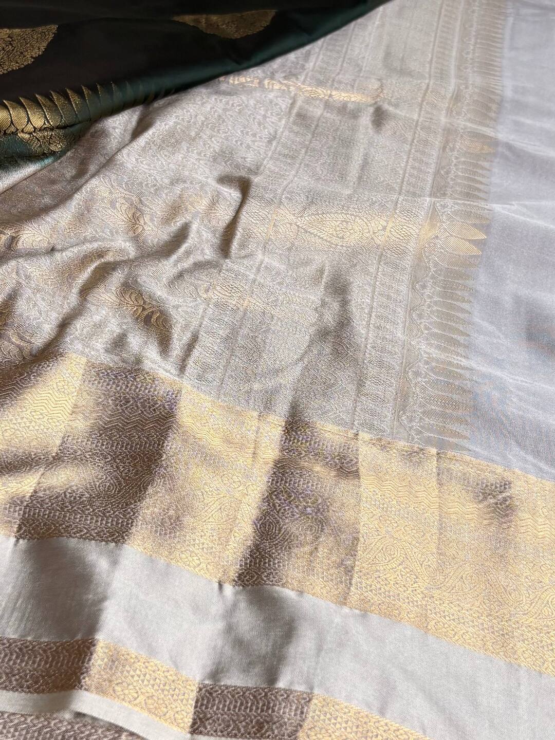 Emerald Green Semi Kanchi Silk Saree