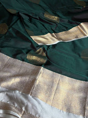 Emerald Green Semi Kanchi Silk Saree