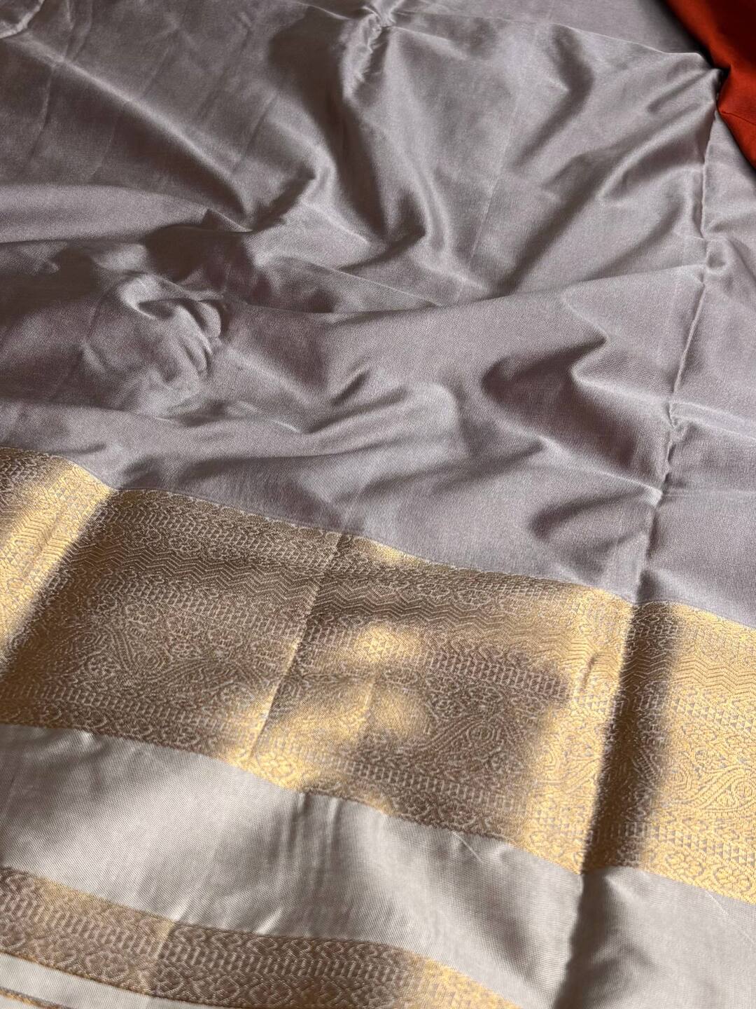 Burnt Orange Semi Kanchi Silk Saree