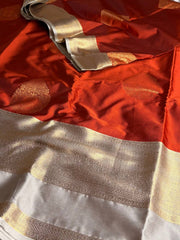 Burnt Orange Semi Kanchi Silk Saree