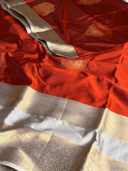 Burnt Orange Semi Kanchi Silk Saree