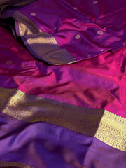 Dual Tone Magenta Pink Semi Kanchi Silk Saree