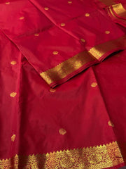 Cherry Red Cotton Silk Saree