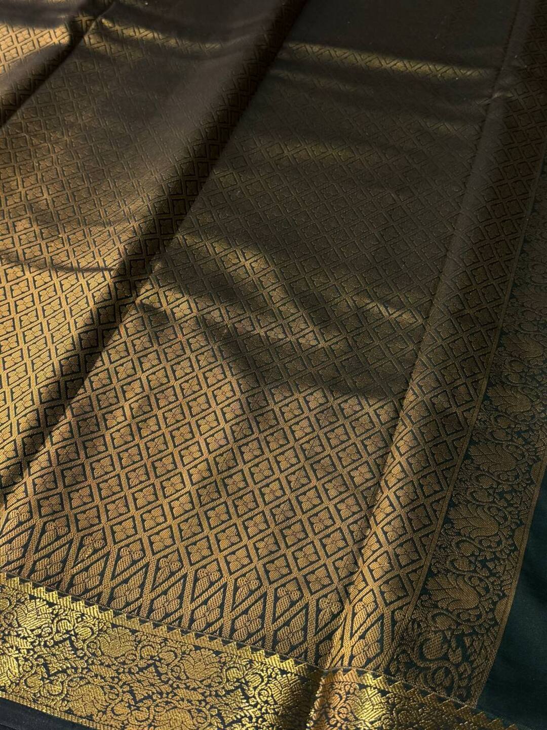 Emerald Green Cotton Silk Saree