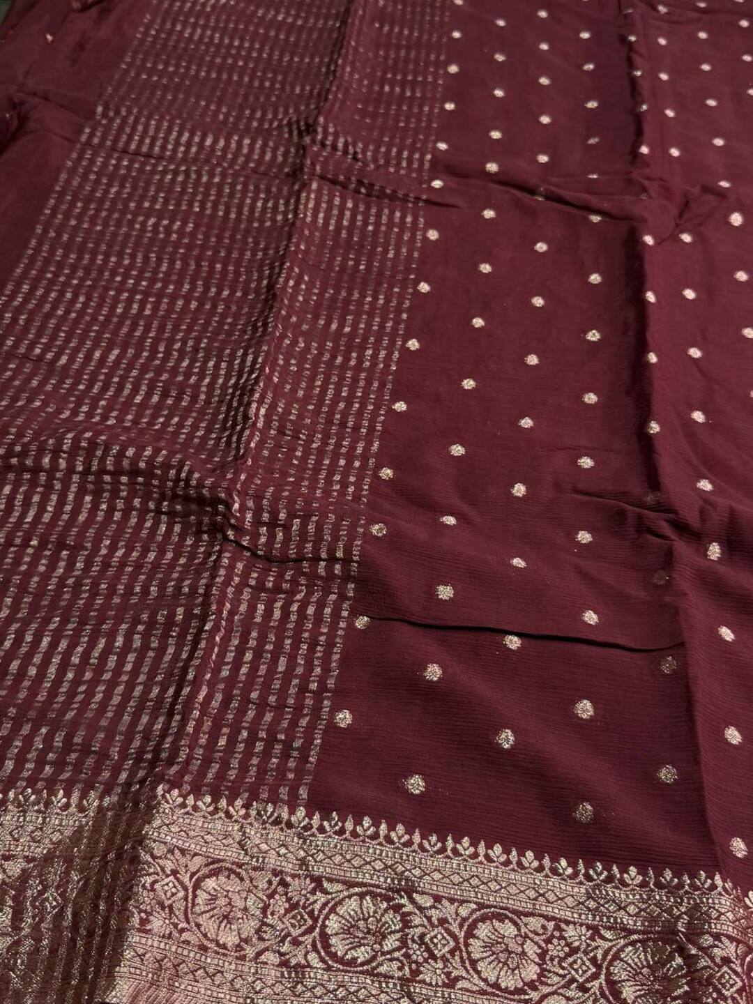 Brown Georgette Chiffon Silk Saree