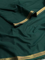 Emerald Green Semi Mysore Chiffon Saree