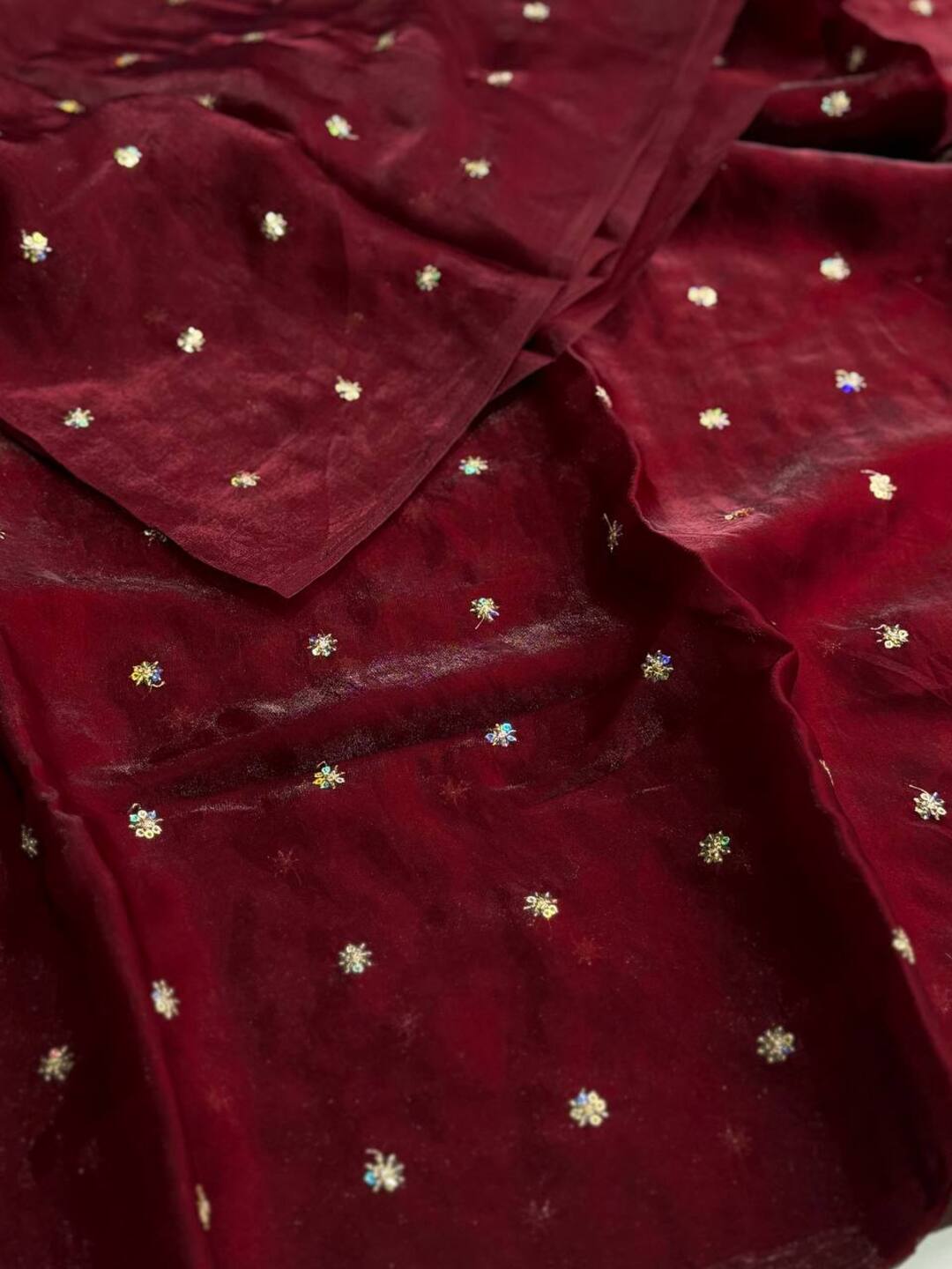 Maroon Georgette Chiffon Silk Saree