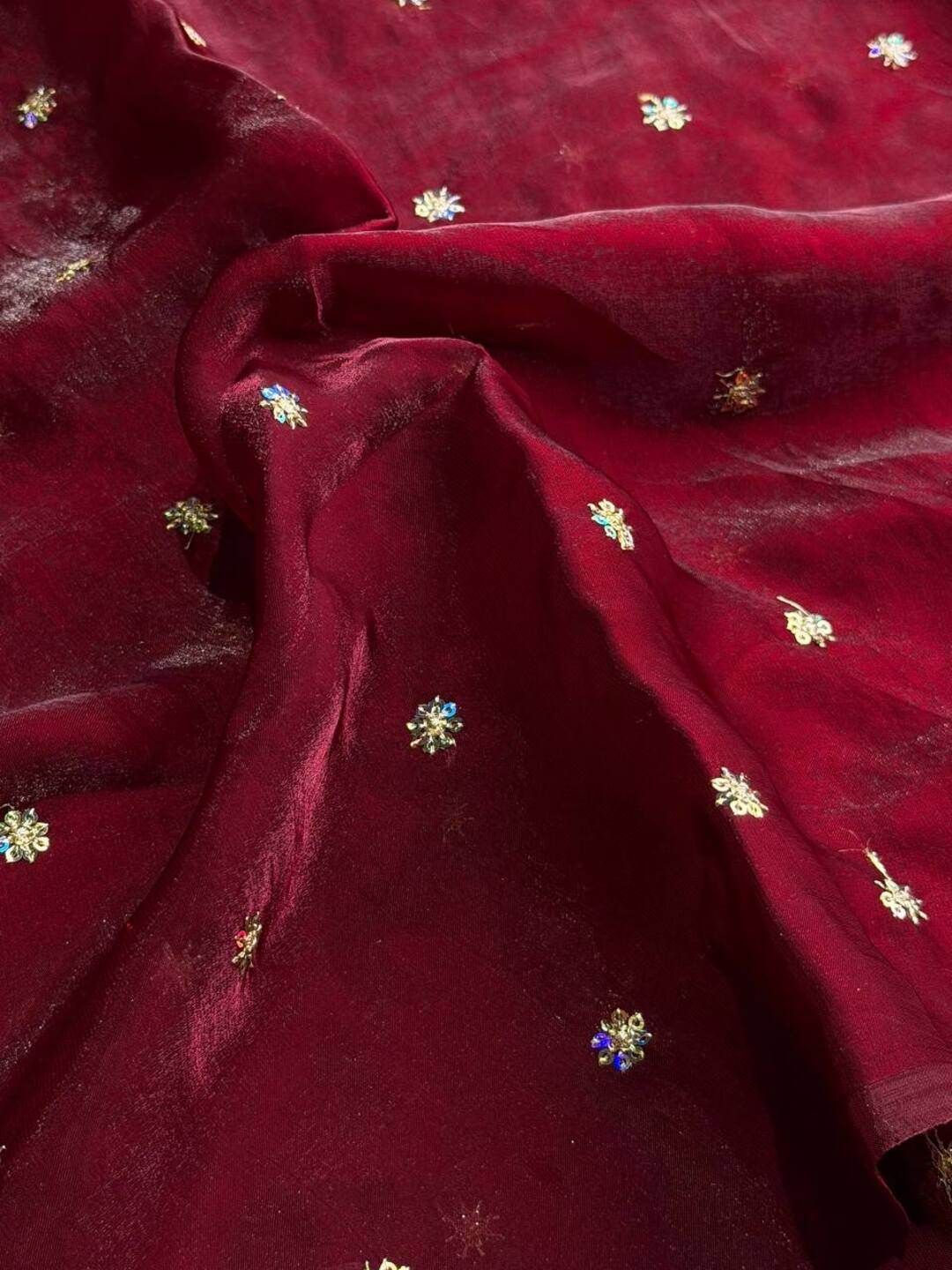 Maroon Georgette Chiffon Silk Saree