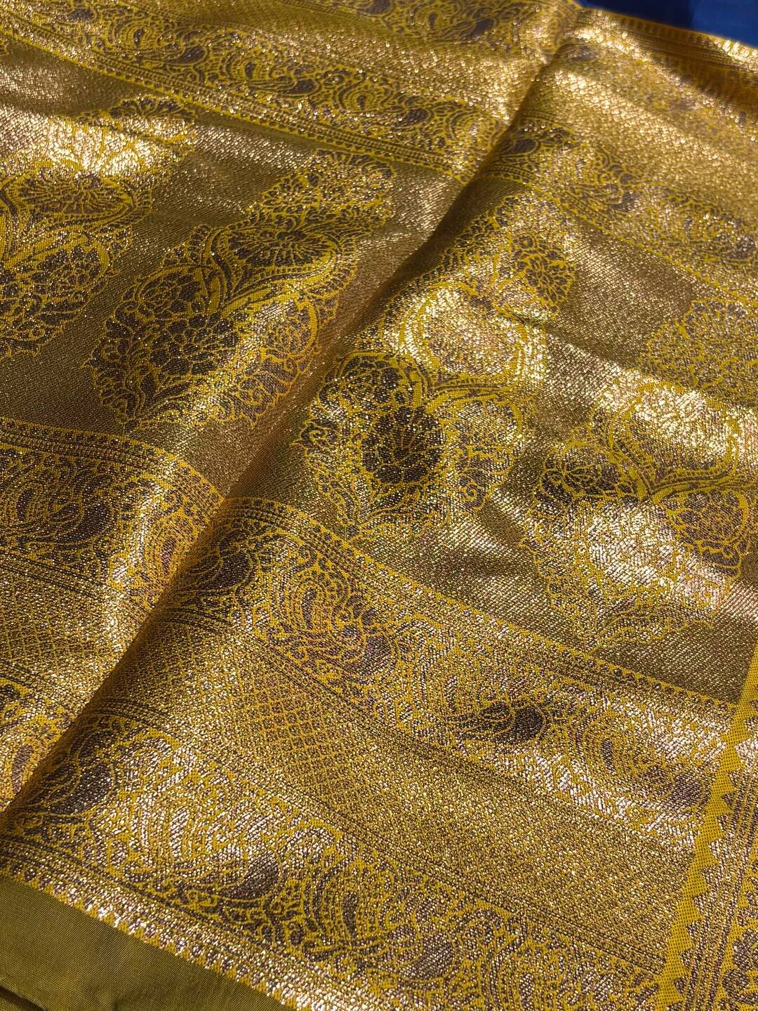 Blue With Yellow Border Cotton Silk Saree