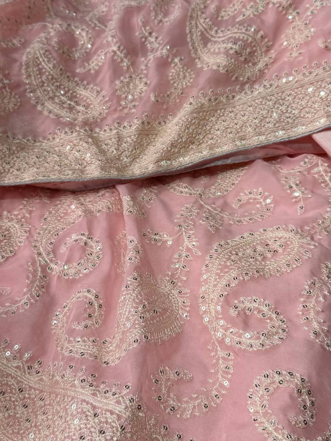 Soft Pink Organza Chiffon Georgette Silk Saree