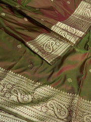 Dual Tone Green Cotton Silk Saree