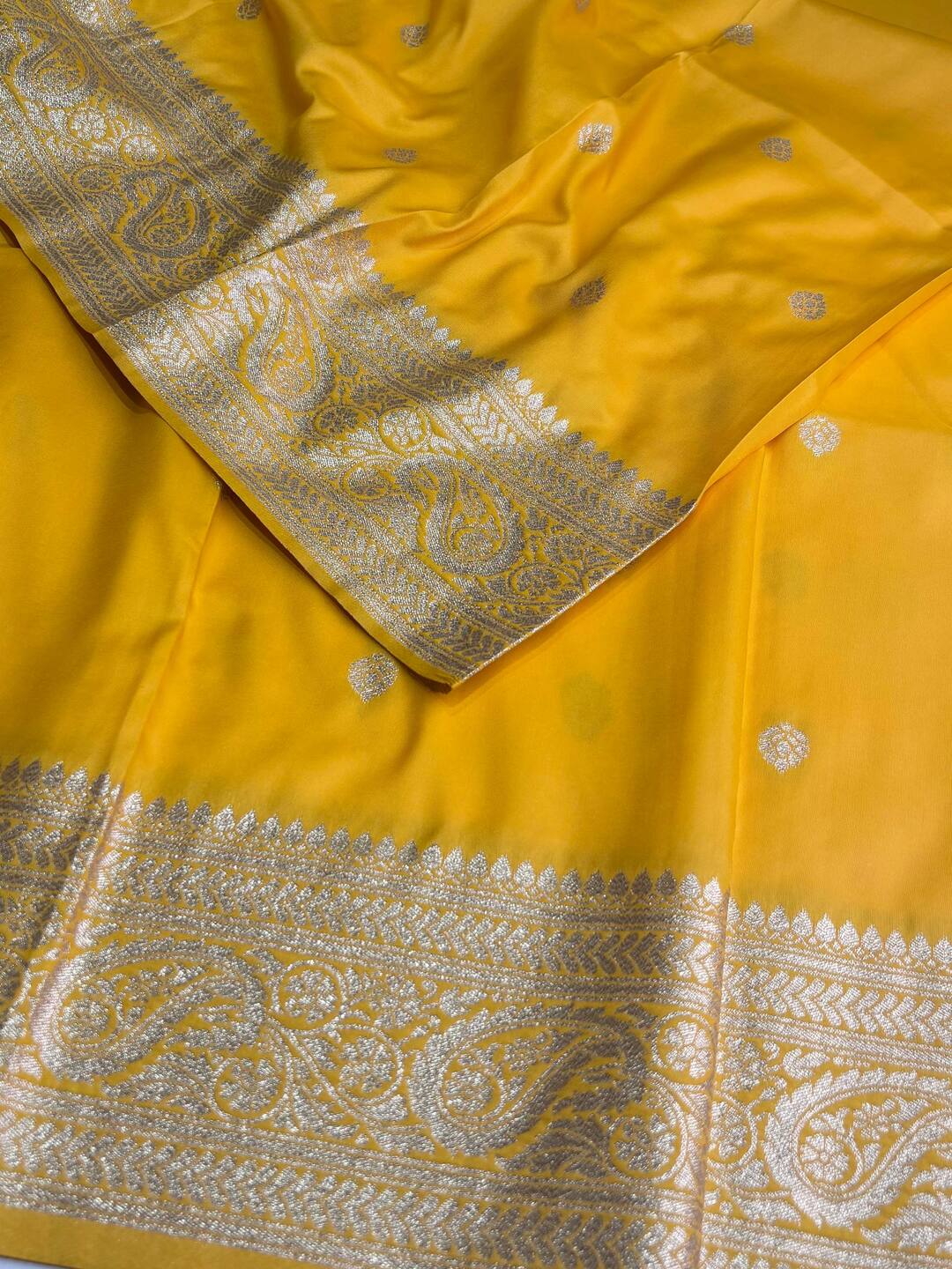 Yellow Cotton Silk Saree