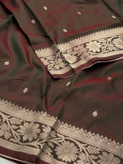 Dual Tone Green Cotton Silk Saree