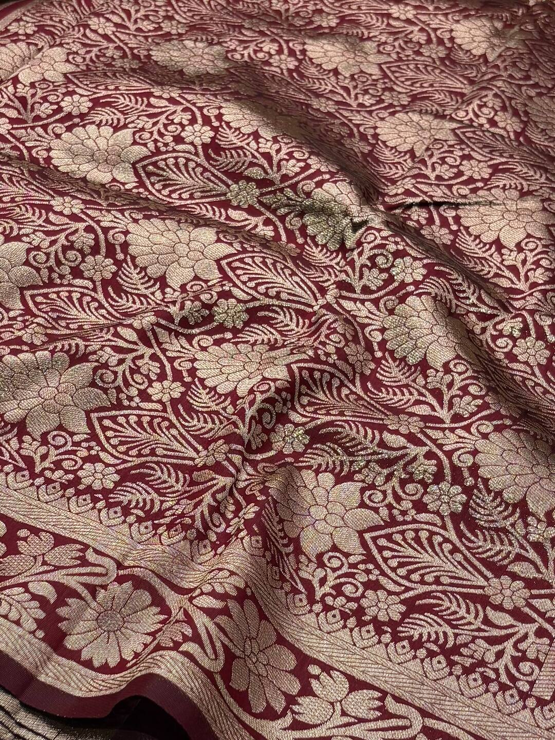 Maroon Cotton Silk Saree