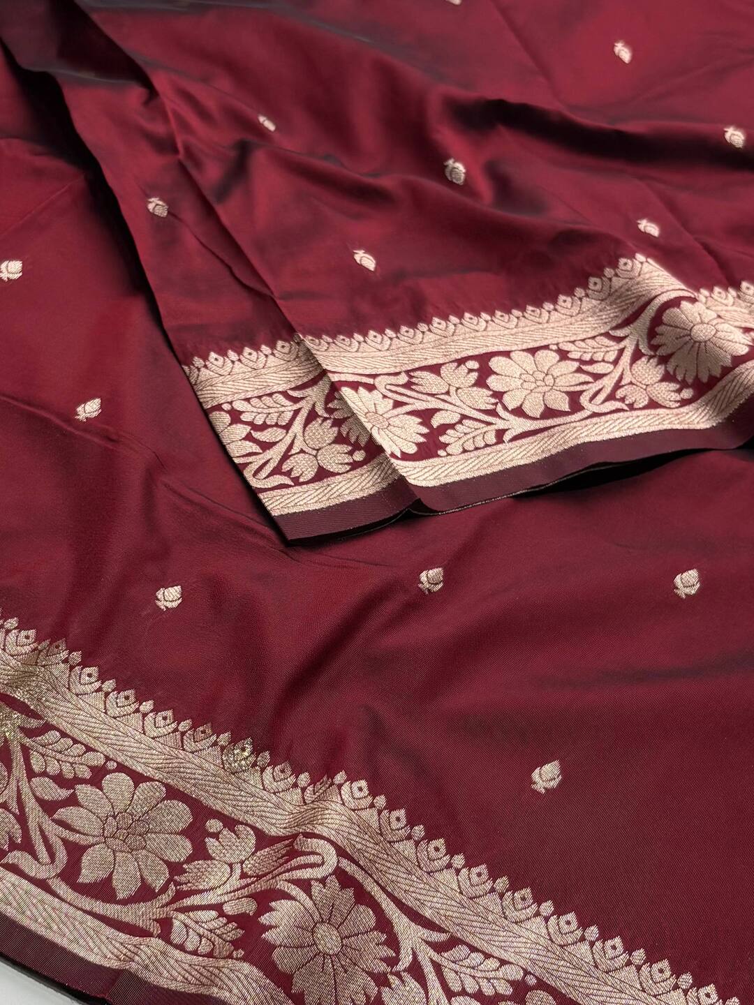 Maroon Cotton Silk Saree