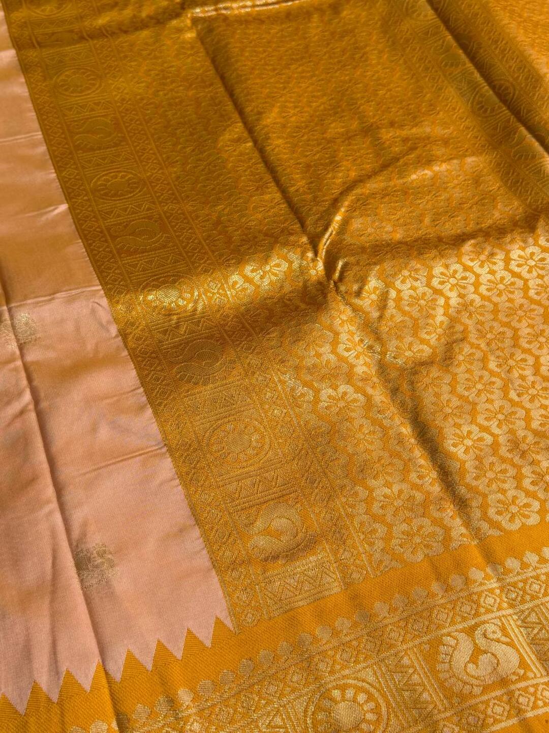 Peach Cotton Silk Saree