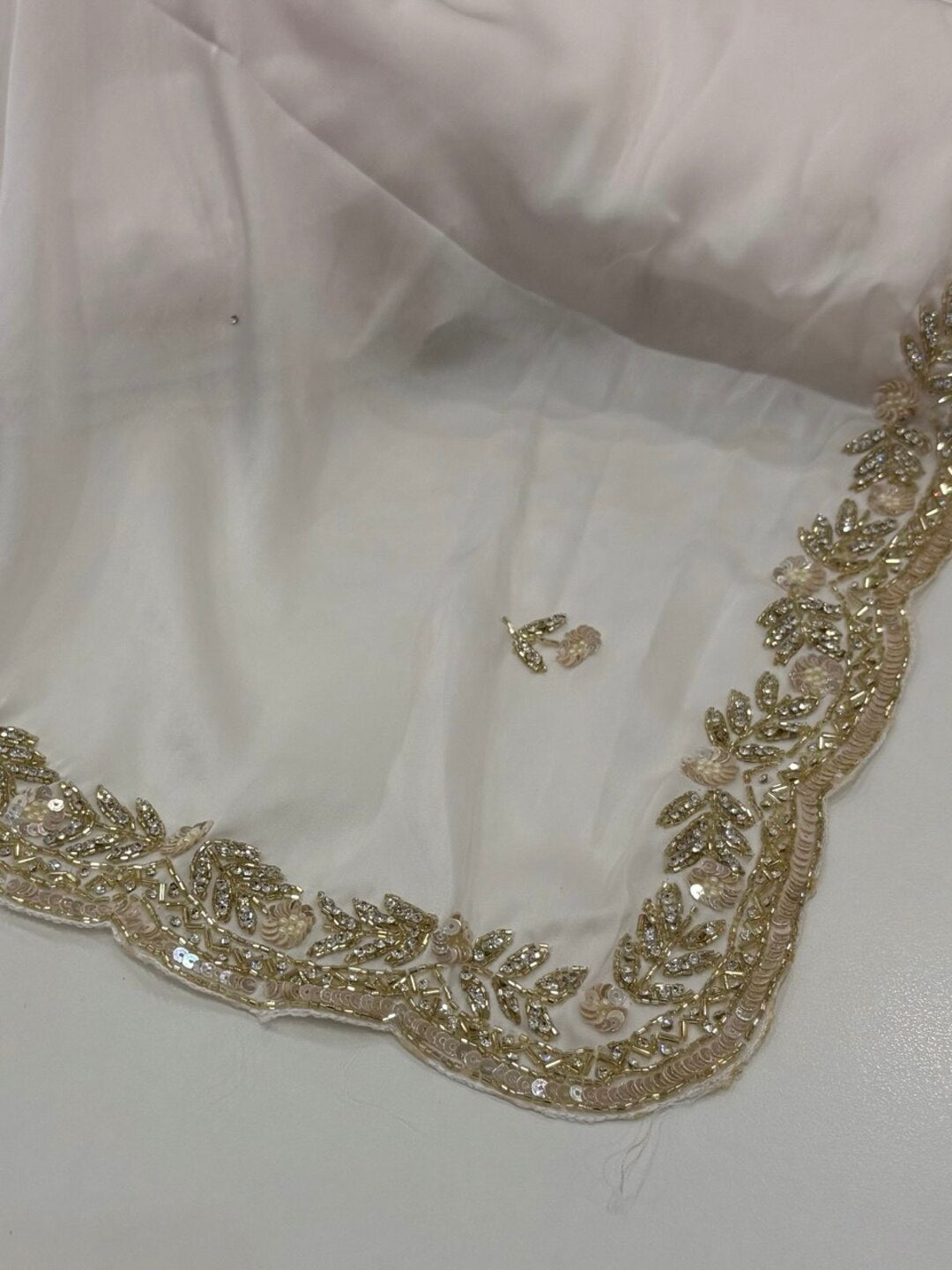 Off White Georgette Silk  Saree