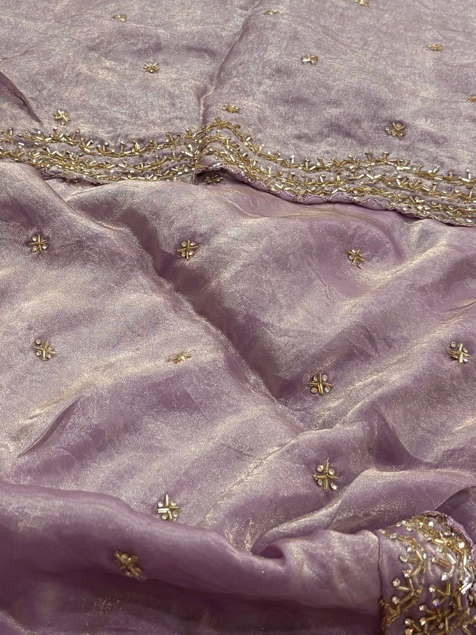 Lilac Purple Georgette Silk Saree