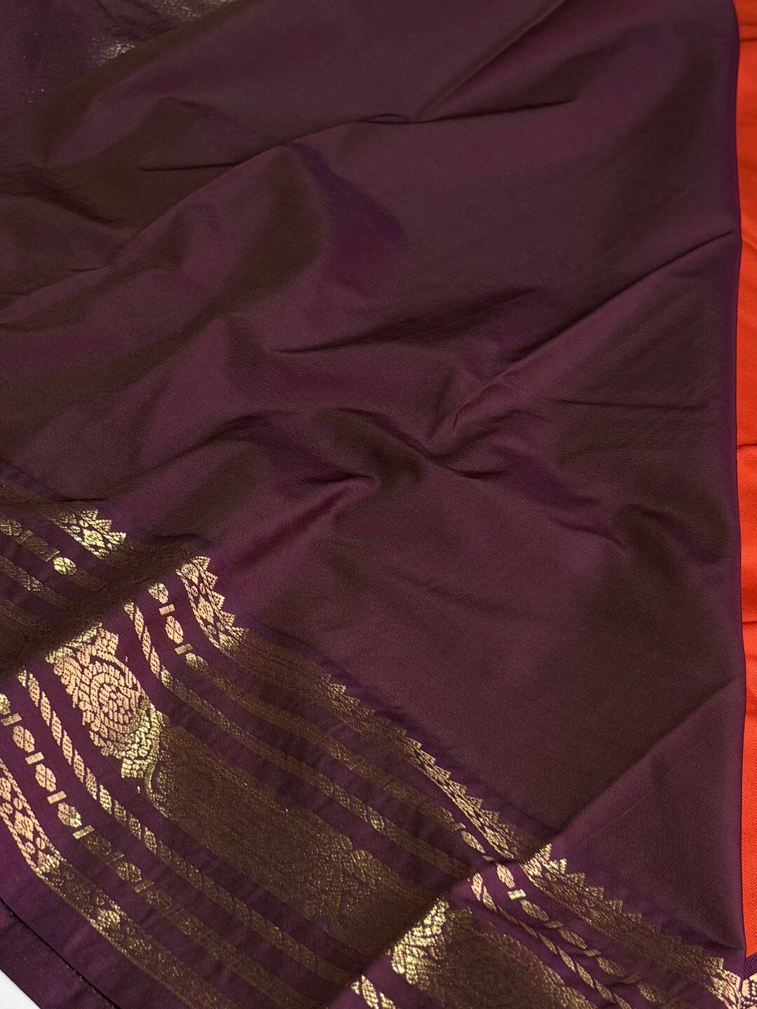 Orange Semi Kanchi Silk Saree