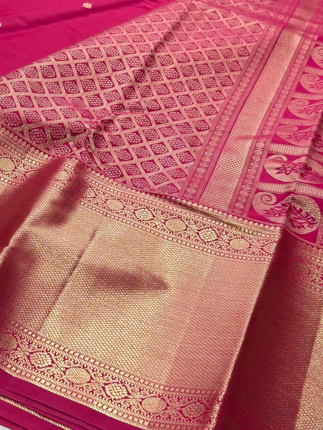 Hot Pink Semi Kanchi Silk Saree