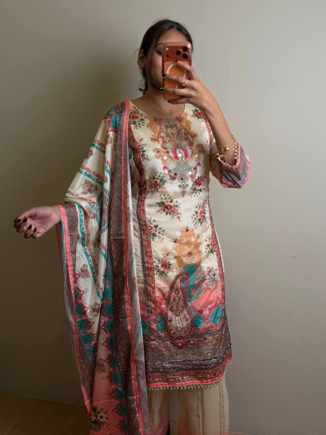 Off White ombre Printed A line Kurti