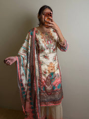 Off White ombre Printed A line Kurti