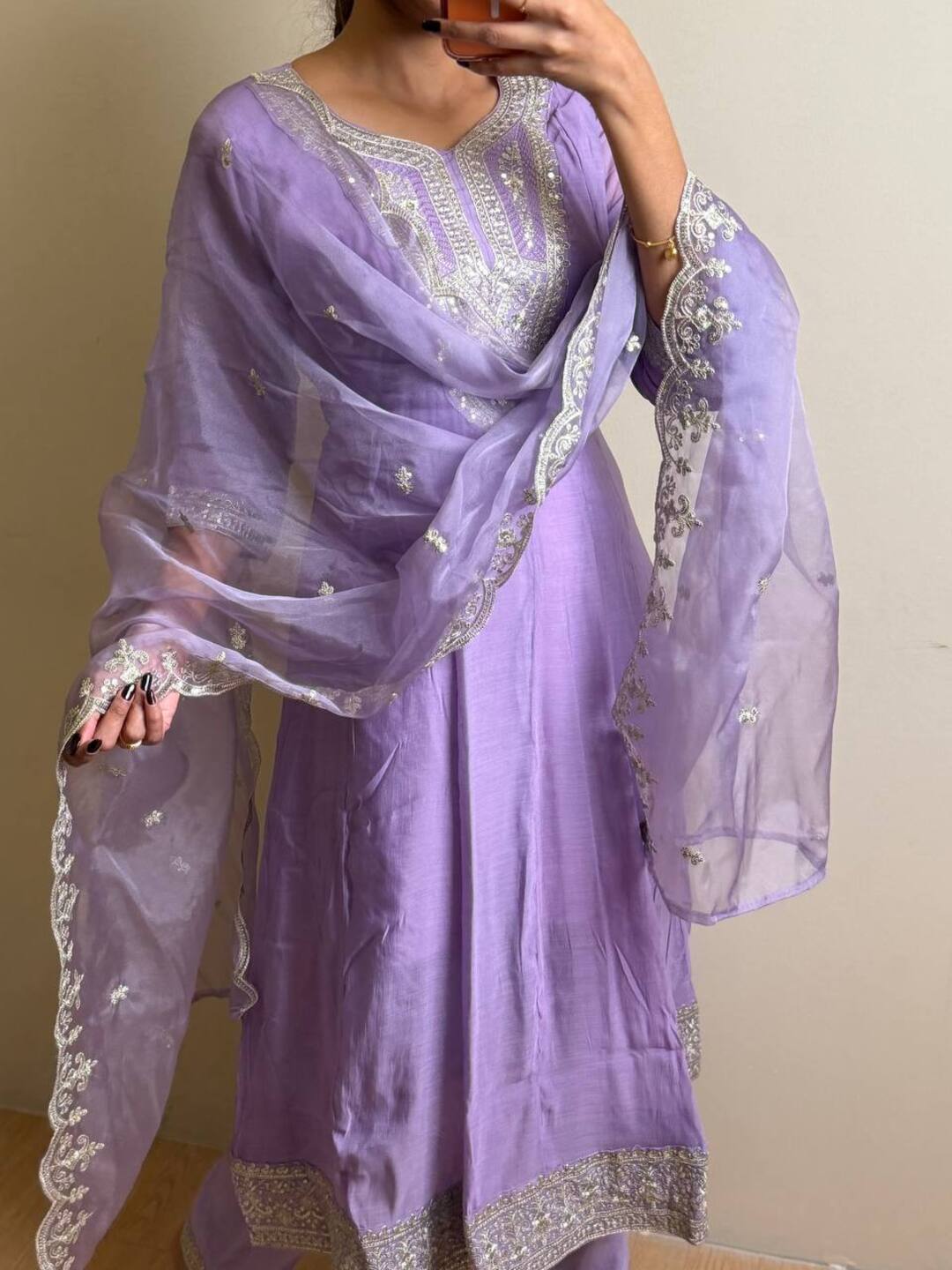 Lavender Purple 3pc Anarkali Suit