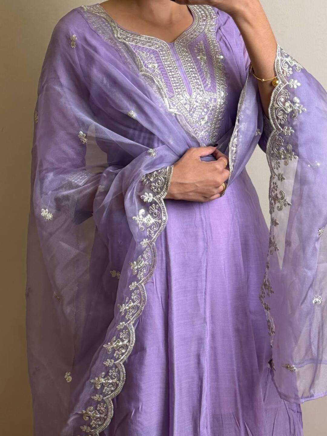 Lavender Purple 3pc Anarkali Suit