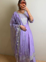Lavender Purple 3pc Anarkali Suit