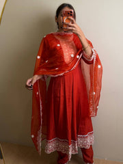 Orange 3pc Anarkali Suit