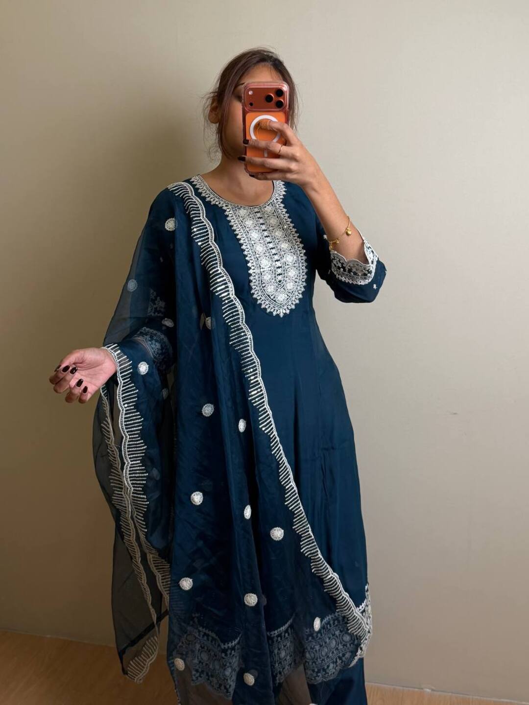 Teal Blue 3pc Anarkali Suit