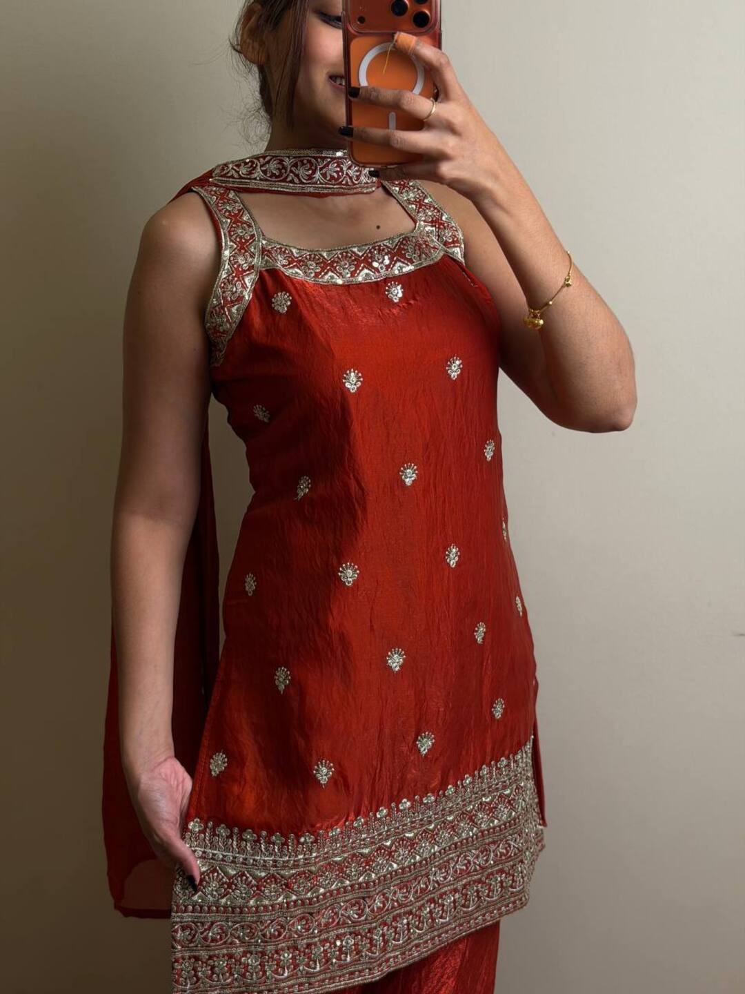 Burnt Orange 3pc Kurti Suit