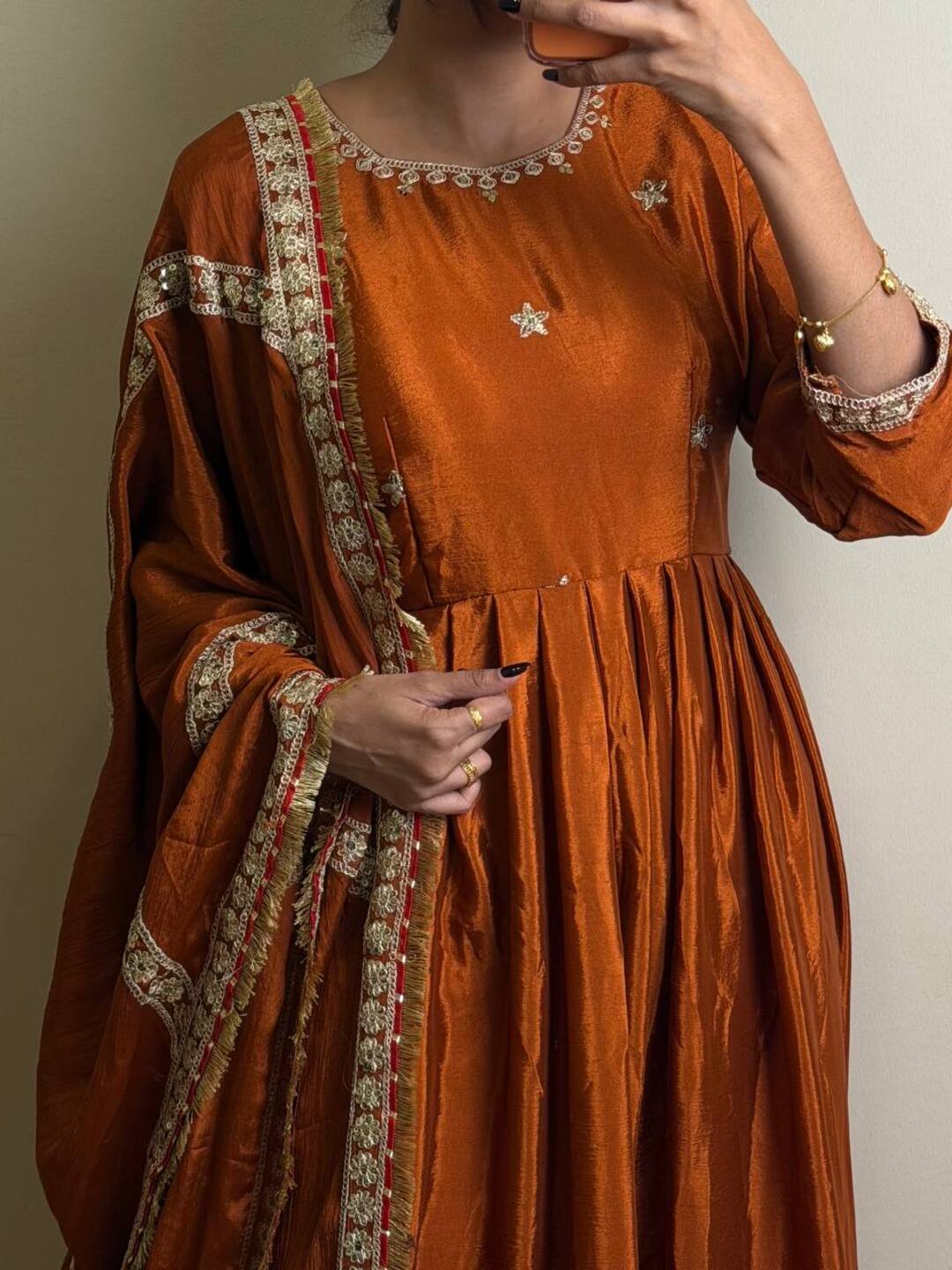 Burnt Orange 3pc Anarkali Suit