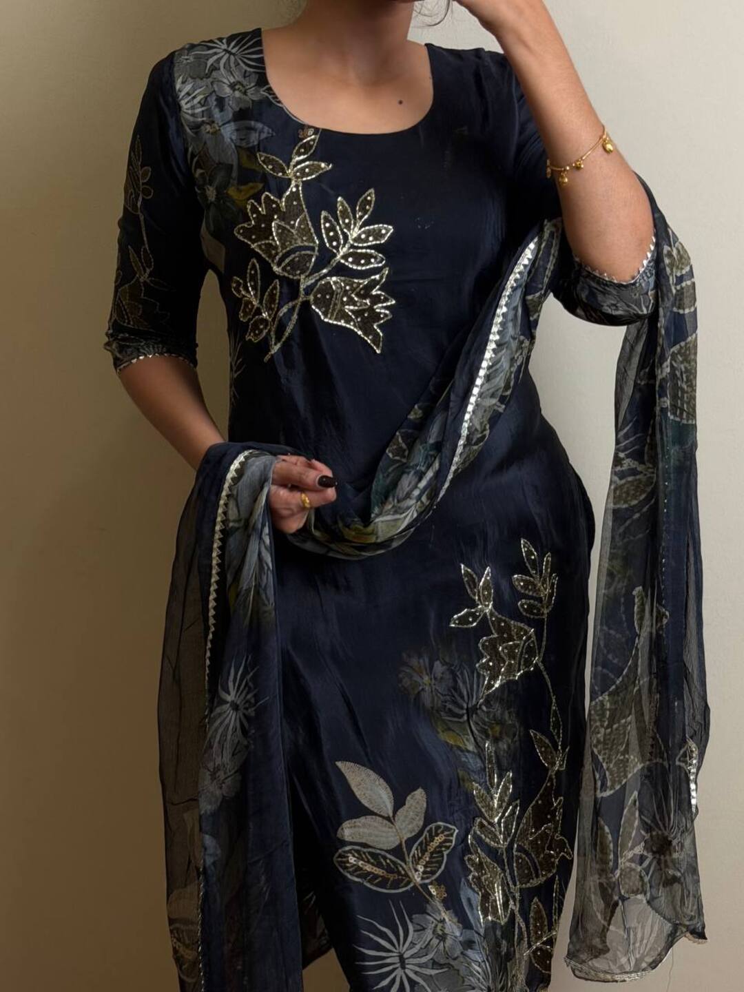 Midnight Blue 3pc Kurti Suit