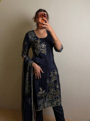 Midnight Blue 3pc Kurti Suit