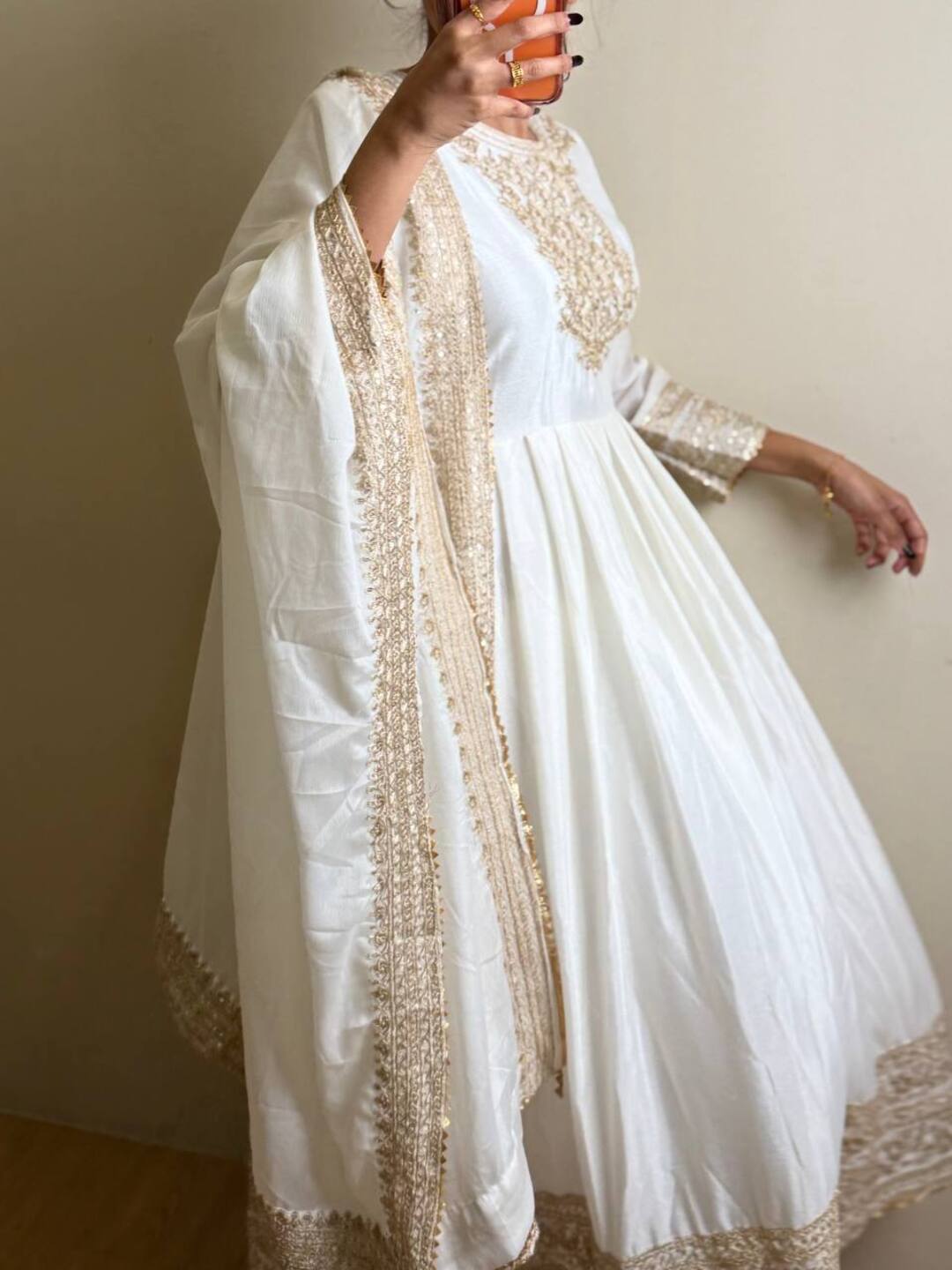 White 3pc Anarkali Suit