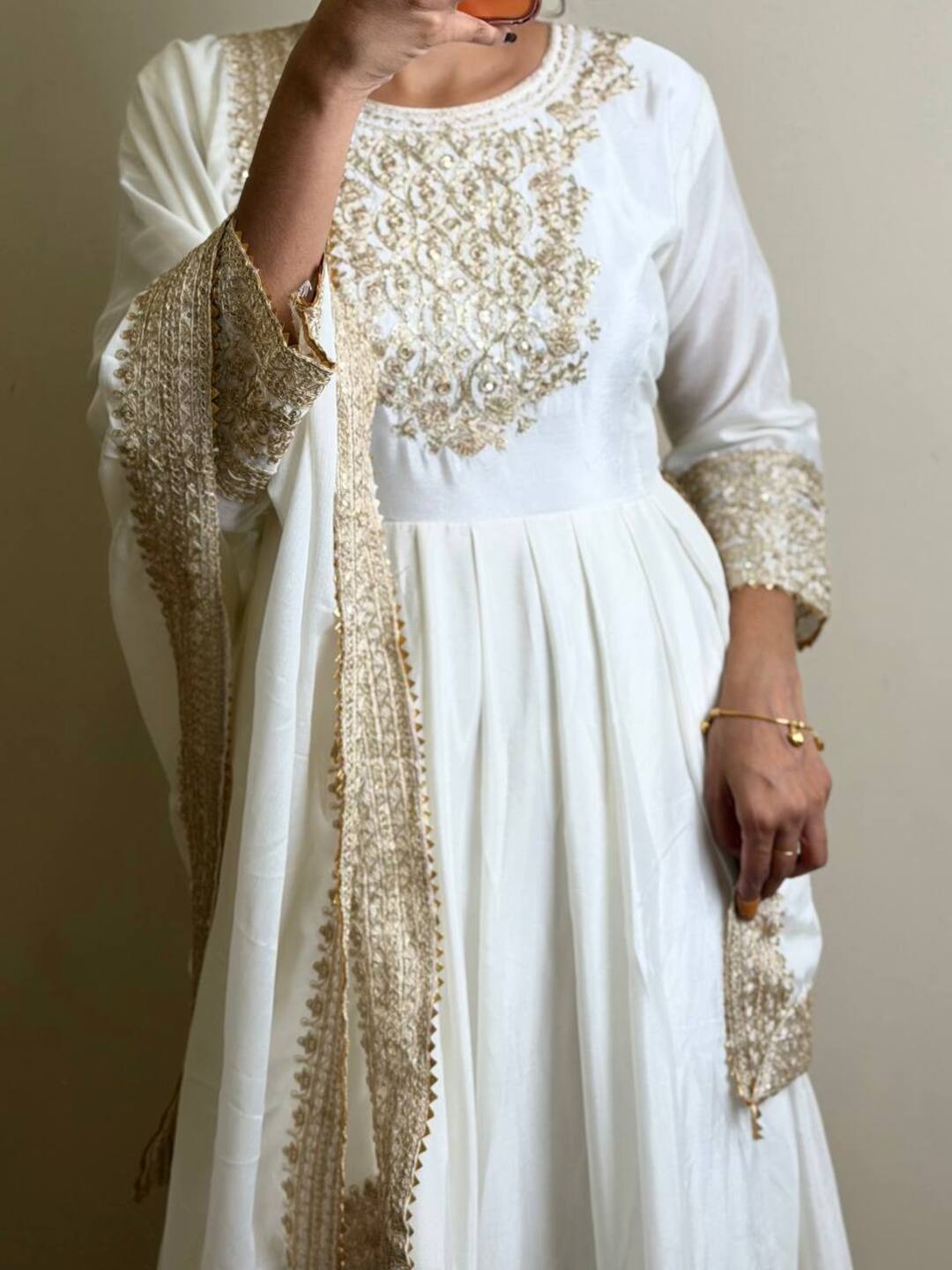White 3pc Anarkali Suit