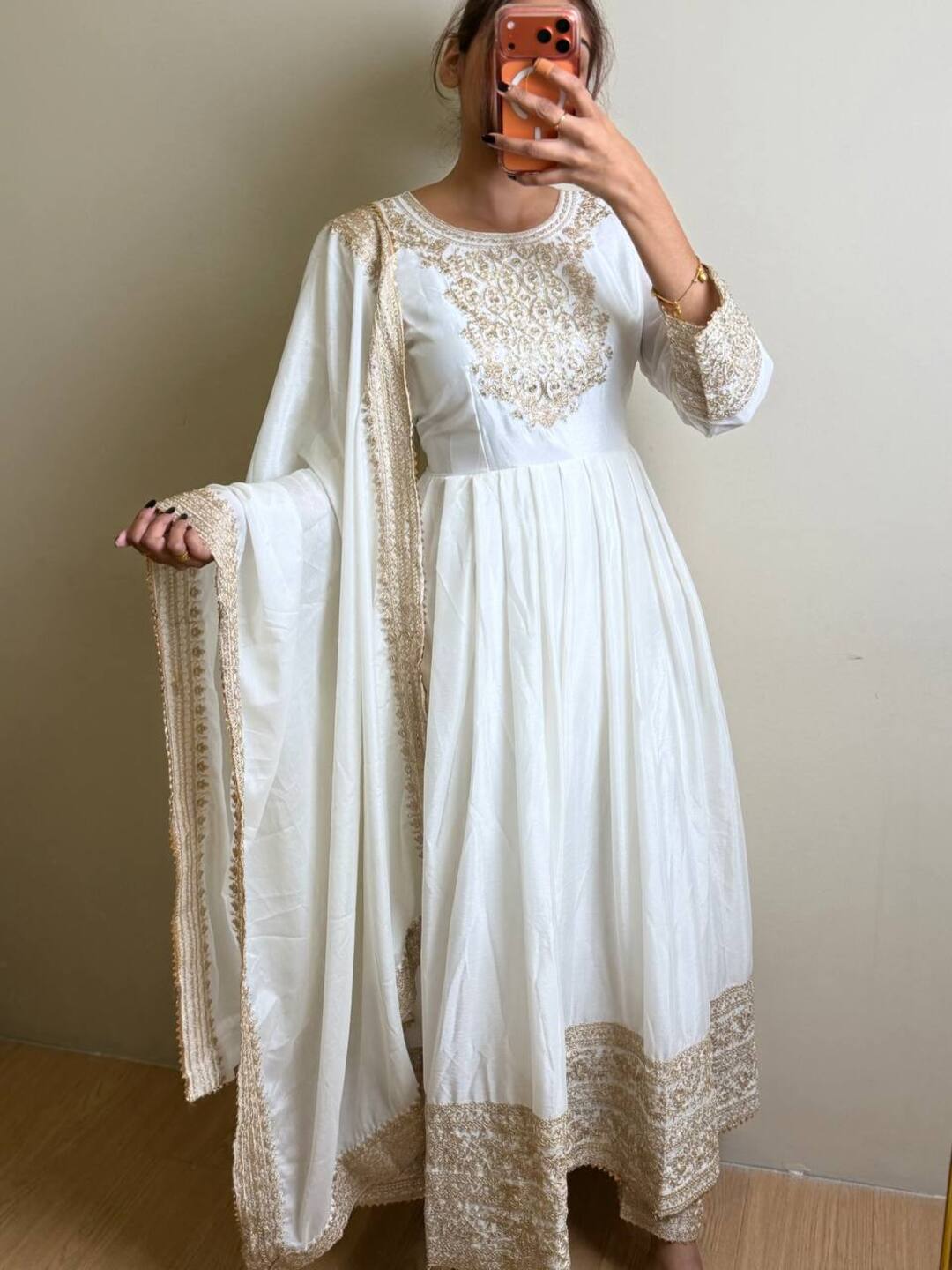 White 3pc Anarkali Suit
