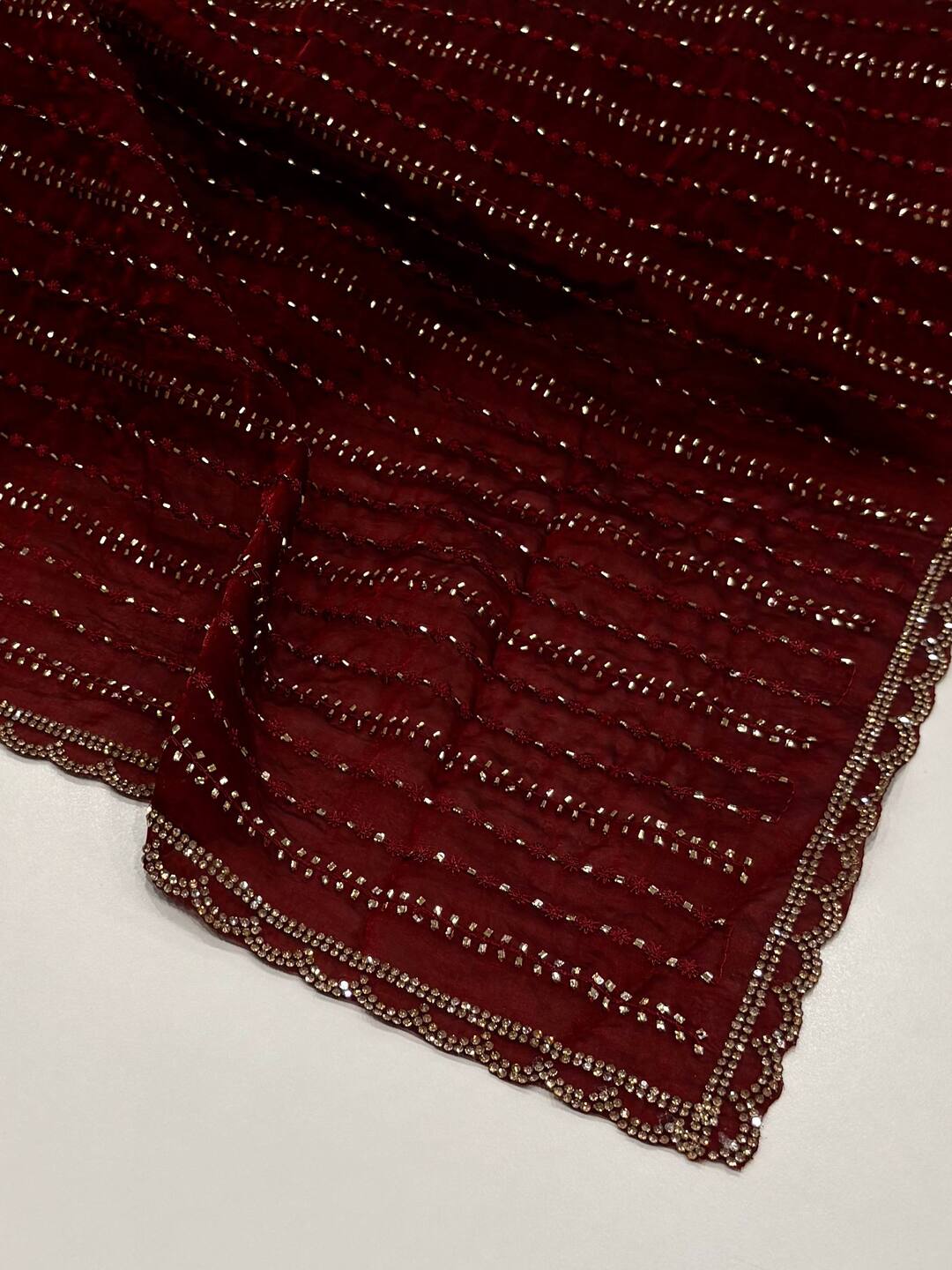 Maroon Georgette Silk  Saree